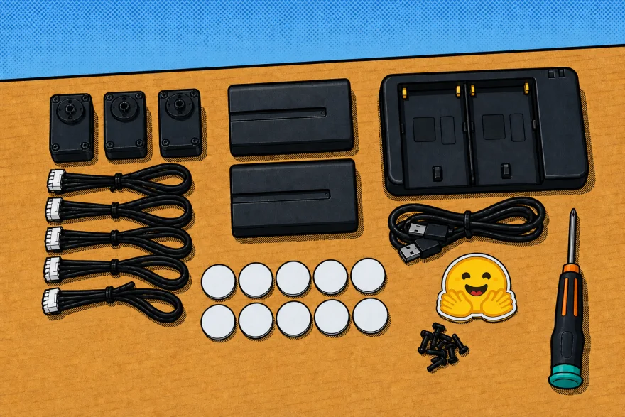 Dev pack: spare motors, cables, batteries, charger, NFC tags and tools